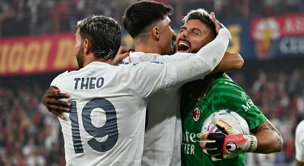 Giroud portiere eroe, prende il posto di Maignan (espulso) e salva il risultato: il Milan vince in casa del Genoa