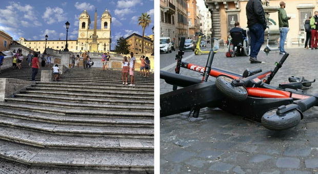 Roma, lanciò un monopattino da Trinità dei Monti danneggiando la scalinata: rischia il processo