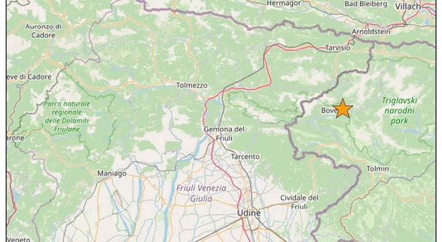 Scossa di terremoto a Bovec un minuto dopo la mezzanotte: magnitudo 2.9, sentita anche in Fvg