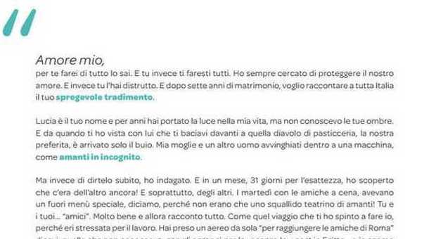 Pagina sul Corriere per denunciare le "corna" della moglie ​ma in realtà...