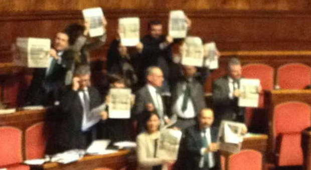 Senato, Lega occupa gli uffici di Grasso Blitz contro il decreto svuota carceri e ​cancellazione reato immigrazione clandestina