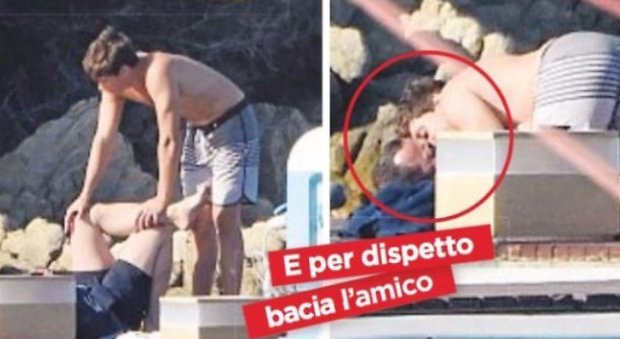 Luigi Berlusconi, bacio sulla bocca ad un amico con la barba