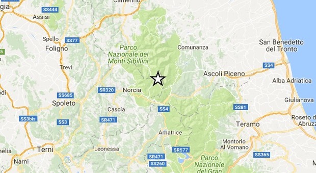 Terremoto, lievi scosse in Centro Italia: nella notte ad Arquata magnitudo 3.6 (Ingv/Google)