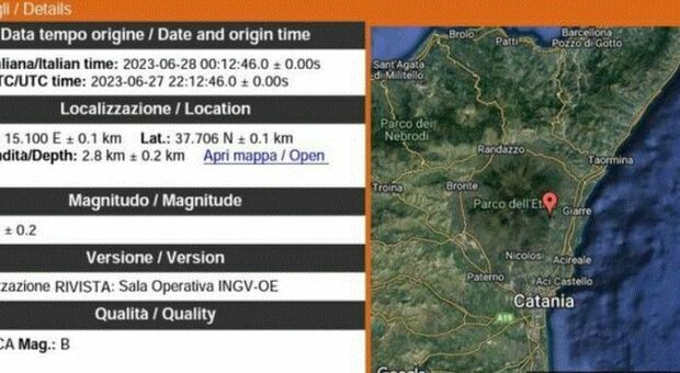 Terremoto sull'Etna di magnitudo 3.1: paura nella notte a Catania