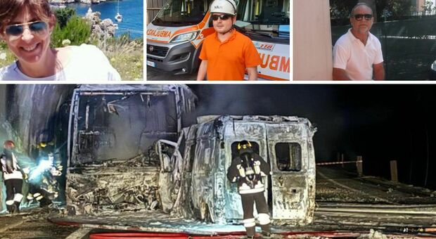 Frontale con l'autobus, nell'ambulanza esplodono tre bombole d'ossigeno: la galleria diventa un inferno di fuoco. Quattro vittime