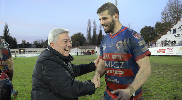 Il presidente Francesco Zambelli e il capitano Matteo Ferro della FemiCz Rugby Rovigo