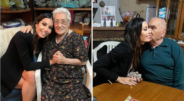 Elisabetta Gregoraci, l'emozione dell'abbraccio dei nonni (e di migliaia di fan): «Super felice di essere tornata nella mia Calabria»