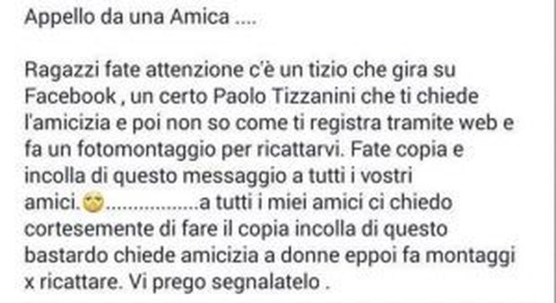 "Fate attenzione a Paolo Tizzanini, ricatta su Fb": la bufala gira sui social