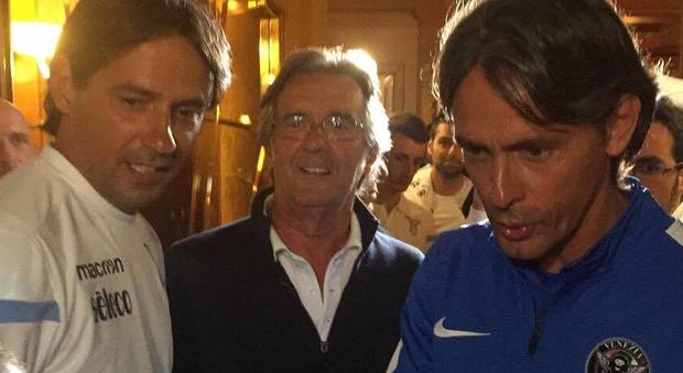 Lazio, sorpresa ad Auronzo: Pippo Inzaghi fa visita al fratello Simone