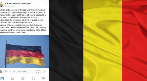 Disavventura social del municipio scambia le bandiere belga e tedesca