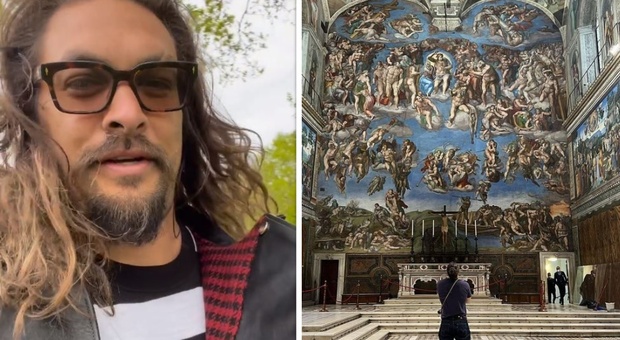 Jason Momoa a Roma, polemica per le foto proibite scattate nella Cappella Sistina
