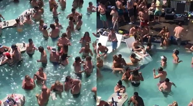 Stati Uniti, un party in piscina nonostante l'emergenza Covid-19