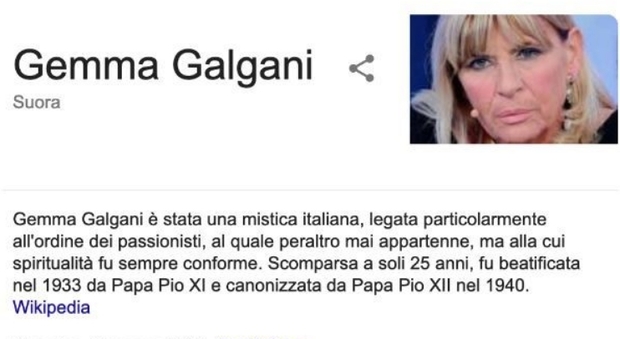 Gemma Galgani, su Wikipedia il suo profilo associato a una suora del 1800: ironia social