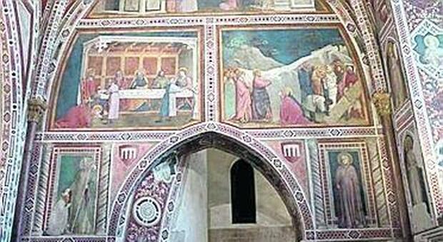 Assisi, via i veli al restauro degli affreschi di Giotto nella cappella della Maddalena