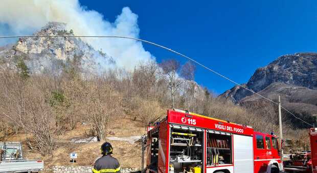 Incendio in un bosco in Val di Zoldo: «Fronte molto esteso»