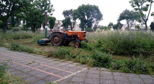 Napoli, al via i lavori nel parco De Simone: si usa un trattore per rimuovere le erbacce