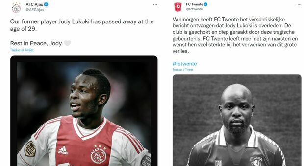 Jody Lukoki, l'ex calciatore dell'Ajax trovato morto in circostanze misteriose: aveva 29 anni