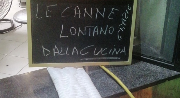 «Le canne lontano dalla cucina»: il cartello denuncia di un ristorante a Castellammare