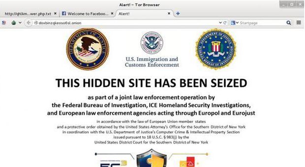 La schermata che sigilla un sito nascosto ed identificato