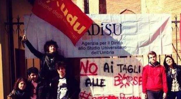 Una manifestazione dell'Udu (Sinistra universitaria) a Perugia