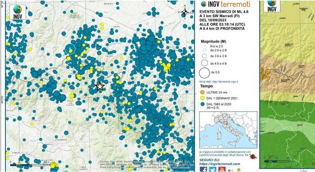 Terremoto fra Romagna e Toscana, scossa di magnitudo 5.1: epicentro a Marradi, gente in strada