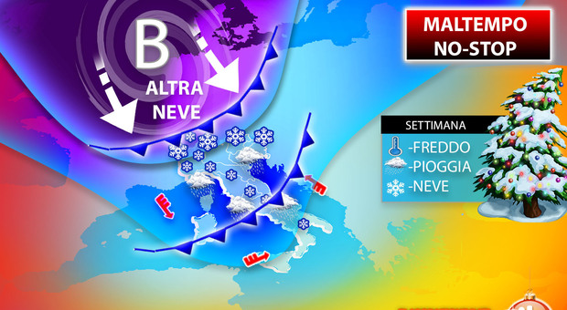 Meteo, le previsioni dei prossimi giorni: maltempo con neve e pioggia su tutta Italia