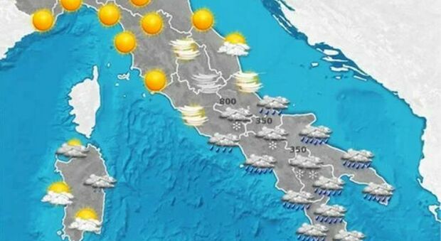  neve e maltempo al Centro-Sud. Allerta gialla nel Lazio, venti forti e mareggiate