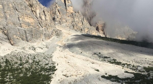 Lo smottamento (foto del Soccorso Alpino)