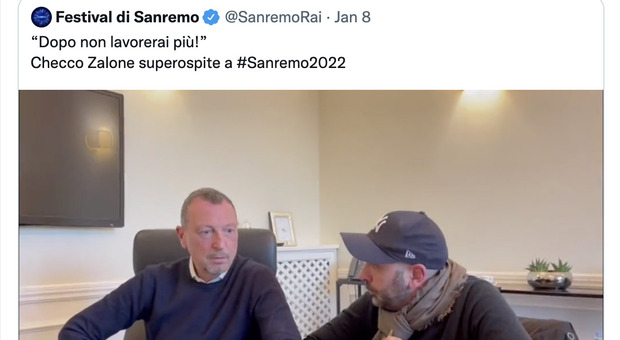 Checco Zalone a Sanremo 2022, gag con Amadeus su Telelombardia. La risposta del direttore: «Non vi manderemo mai in onda» IL TWEET