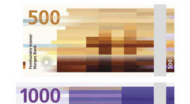 Norvegia stampa le banconote del futuro: immagini pixelate