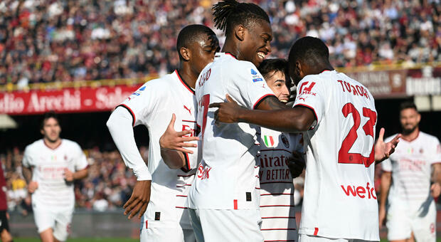 Il Milan passa a Salerno: 2-1 grazie a Leao e Tonali. Brividi nel finale