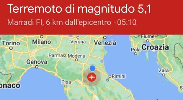 Terremoto fra Romagna e Toscana, scossa di magnitudo 5.1: epicentro a Marradi, gente in strada