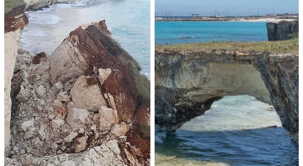 Salento, addio a uno dei simboli più belli della costa: crolla l'Arco magno di San Foca
