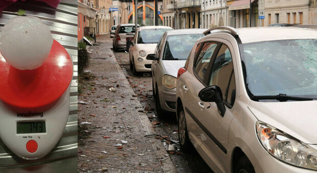 La grandine caduta in Friuli e le auto danneggiate
