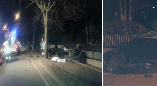 Schianto contro il muro, auto si spezza in due: morto un ragazzo di 21 anni a Treviso