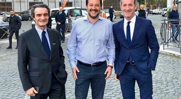 Incontro al Viminale tra il vicepremier e ministro dell'Interno Matteo Salvini e i governatori di Lombardia e Veneto, Attilio Fontana e Luca Zaia