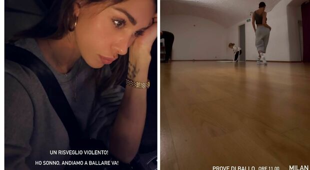 Belen Rodriguez sui social: «un risveglio violento! Ho sonno, andiamo a ballare va»