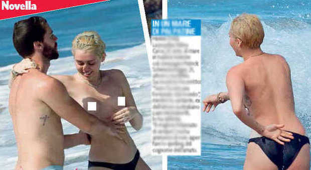 Miley Cyrus topless e lato b in vacanza col fidanzato Patrick