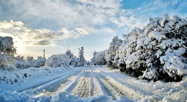 Bianco Salento: risveglio con la neve/ Lecce, percorribile la Tang. Est