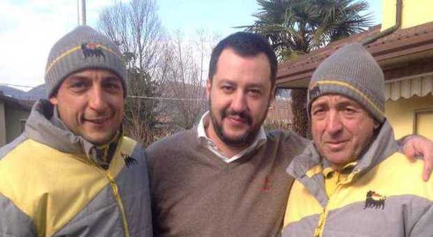 Matteo Salvini con Graziano Stacchio e suo figlio