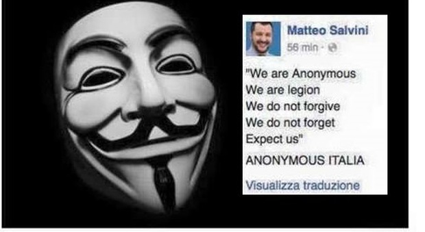 Anonymous colpisce ancora: hackerato il profilo Facebook di Matteo Salvini