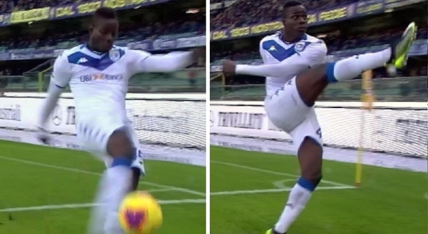 Balotelli calcia il pallone in curva contro i cori razzisti, Verona-Brescia sospesa 4’