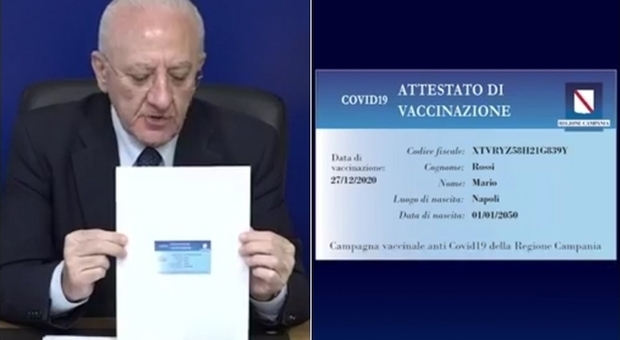 Vaccino Covid in Campania, De Luca: «Una card a tutti i cittadini vaccinati dopo il richiamo»