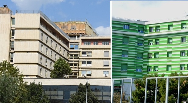 A sinistra l'ospedale Mazzoni di Ascoli Piceno, a destra il Madonna del Soccorso di San Benedetto del Tronto