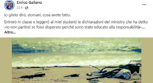 Strage di migranti in mare, il prof. Galiano attacca il ministro Piantedosi: «Leggerò ai miei studenti le sue dichiarazioni, mandatemi la Digos»