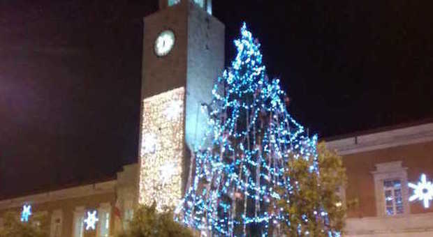 L'albero di Natale in piazza del Popolo illuminato sabato sera