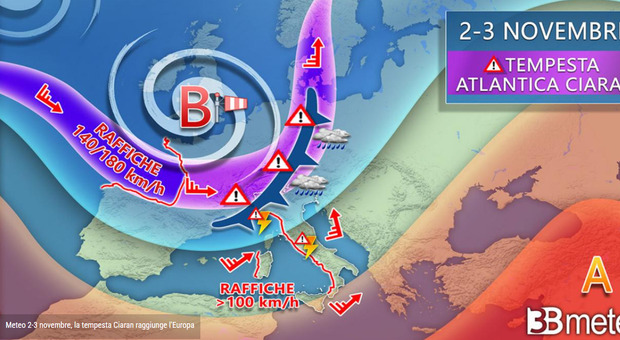 Meteo, la tempesta Ciaran arriva in Italia: neve, temporali e venti fino a 100 km/h. Ecco dove e quando