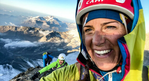 Tamara Lunger sui 3996 metri del Piz Zupò (Lombardia)