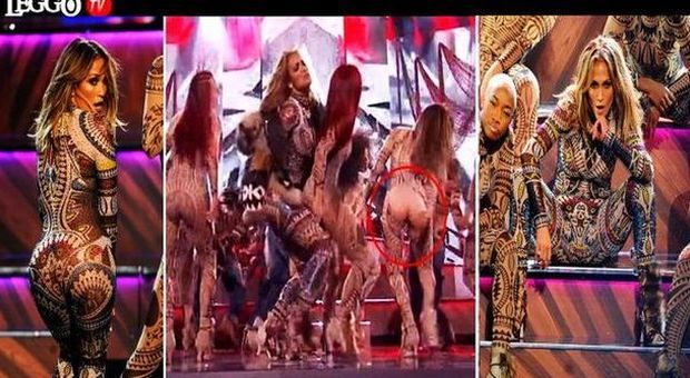 Jennifer Lopez, il balletto agli Ama è col finale hot: il costume si strappa ed esce il Lato B