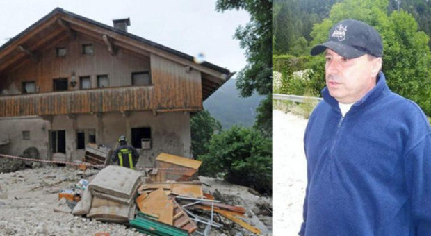 Giuliano Zanetti e la casa di famiglia devastata dalla frana del 2009